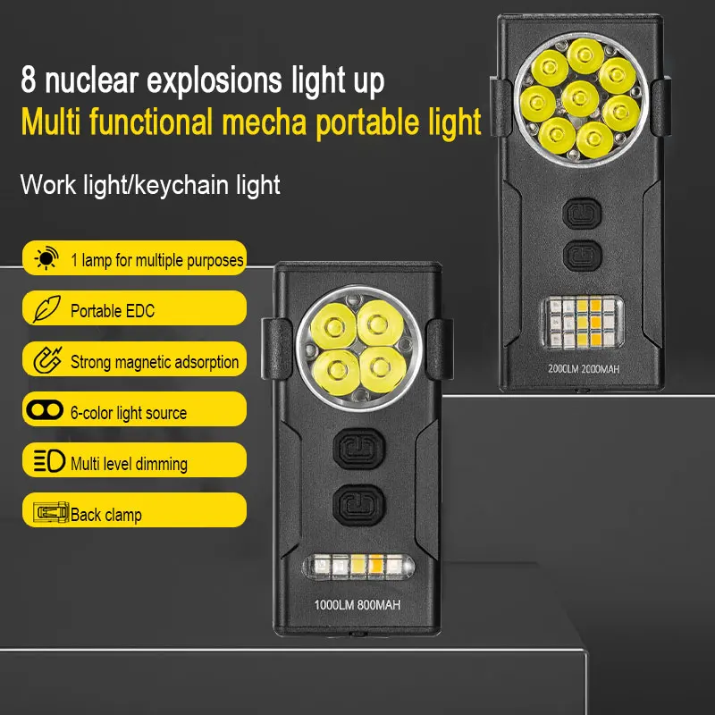 

Powerful COB Work Light Car Garage Mechanic Lamp TYPE-C Rechargeable Flashlight Magnetic Torch Emergency Light Warning Light