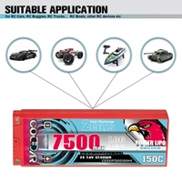 CODDAR 2S1P 7.6V 7500MAH 150C LiHV  5.0MM Hard Case With Deans XT60 Plug For 1:8 RC Car Four Drive Off-Road Boat Battery