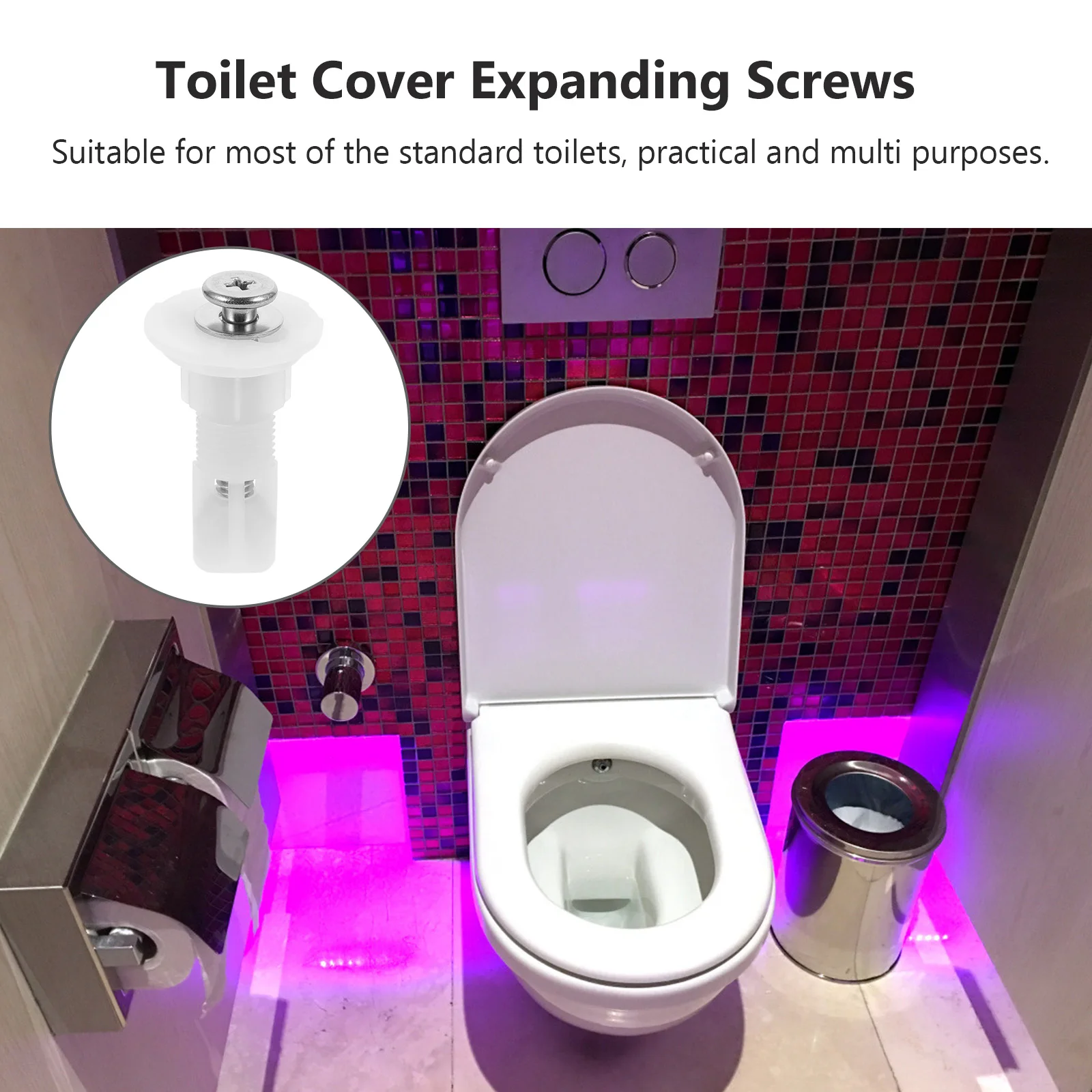 

2 pcs Seat Lid Premium Nylon Iron Rustproof Durable Fixing Screws For Toilet Cover Expanding Screws Toilet Accessories Seat