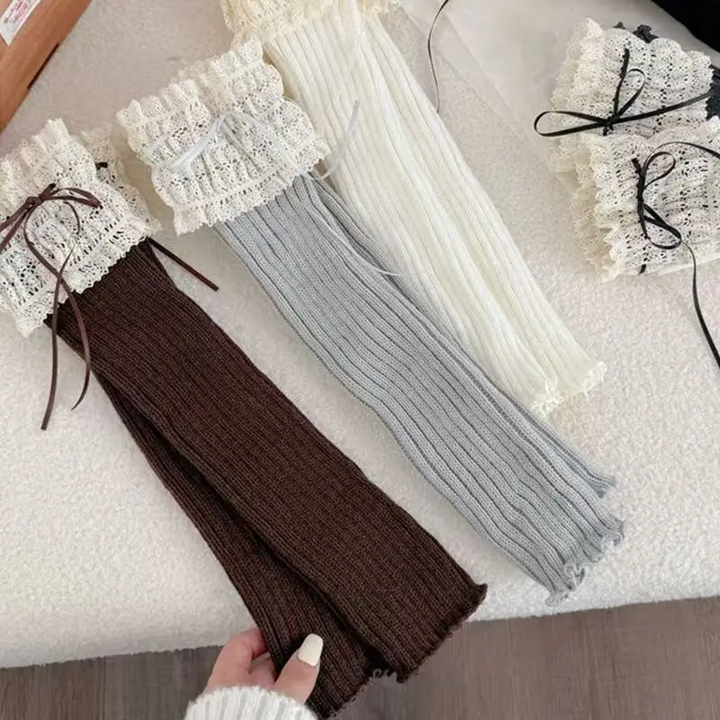 Socks Women's Autumn and Winter Tube Pile Pile Socks Lace Cartoon Lolita Wear Rope Autumn and Winter Cute Thick Warm Stockings