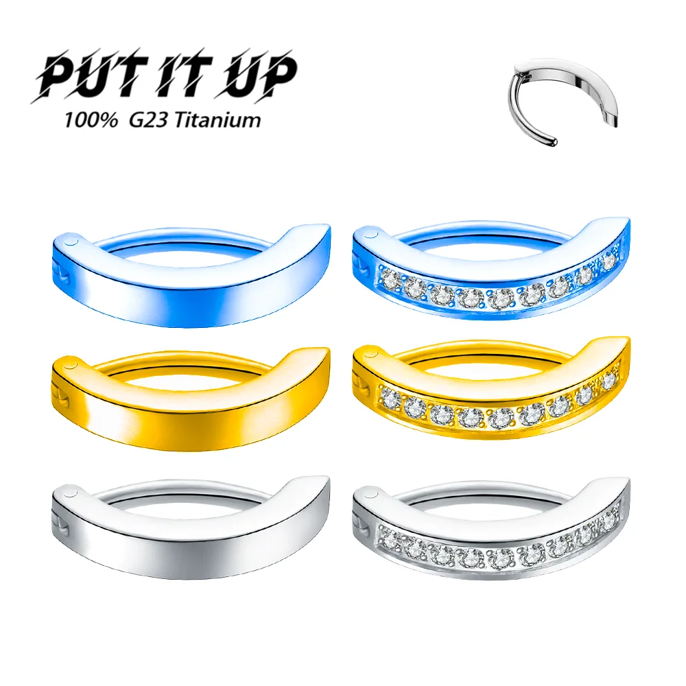 

PUTITUP Official F136 Titanium Alloy Fashion Bending Belly Button Nail Anodised Belly Button Clasp Body Piercing Jewellery