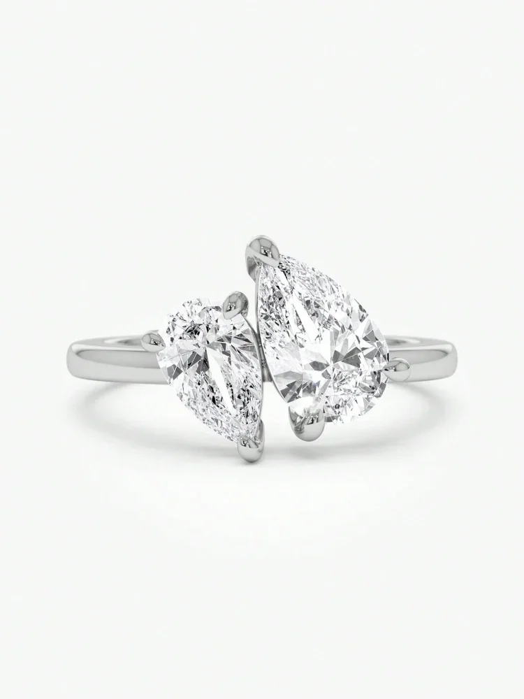 925 فضة تألق قطرة الماء المتشابكة المبهرة واضح الكمثرى خواتم للنساء هدية الزفاف غرامة مجوهرات #3