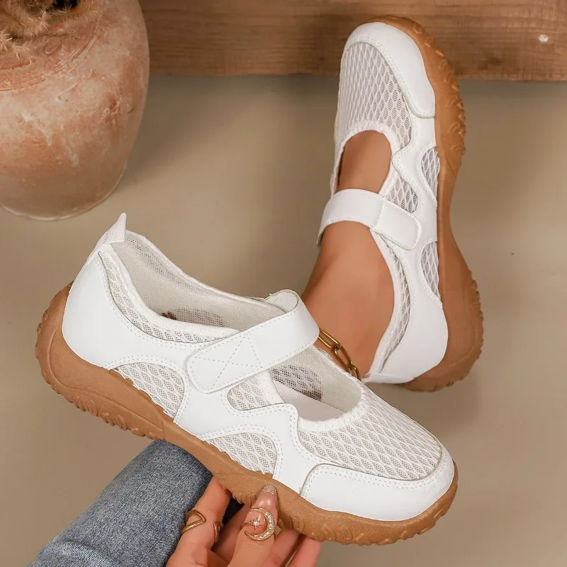 Moda sólida sola macia casual tênis feminino 2026 nova malha respirável mocassins conforto leve sapatos femininos tênis feminino