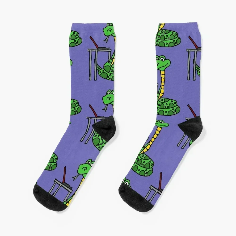 

Funny Python programmer Snake Cartoon Socks winter thermal christmas gift Lots Socks Woman Men's