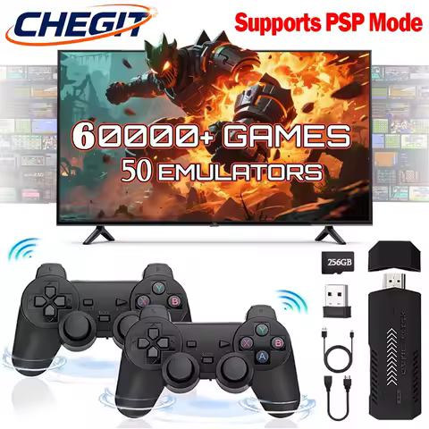 New X2 Plus 60000 video game console 2.4g double 4K HD game stick 256GB wireless controller retro game TV stick for PSP/PS1/GBA