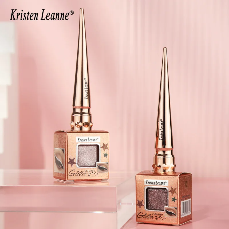 Kristen Leanne อายไลเนอร์ของเหลวแวววาว12สีประกายแวววาวอายไลเนอร์แบบแฟชั่นกันน้ำติดทนนาน