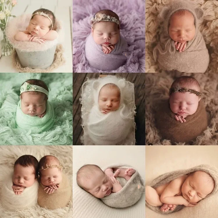 Newborn Hat Baby Photography Props Stretchable Wool Wrap Blanket Swaddling Knitted Dragon Hat Photo Shooting Accessories