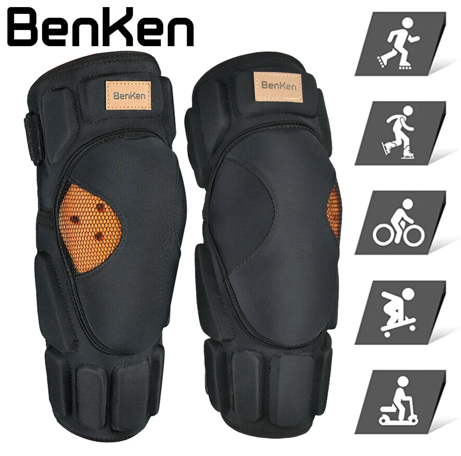 Benken 1 Pairs Knee Brace Elbow Pads Kit Cycling Motorcycle Ski rodilleras Shock Absorption for Joint Security Protection Gear