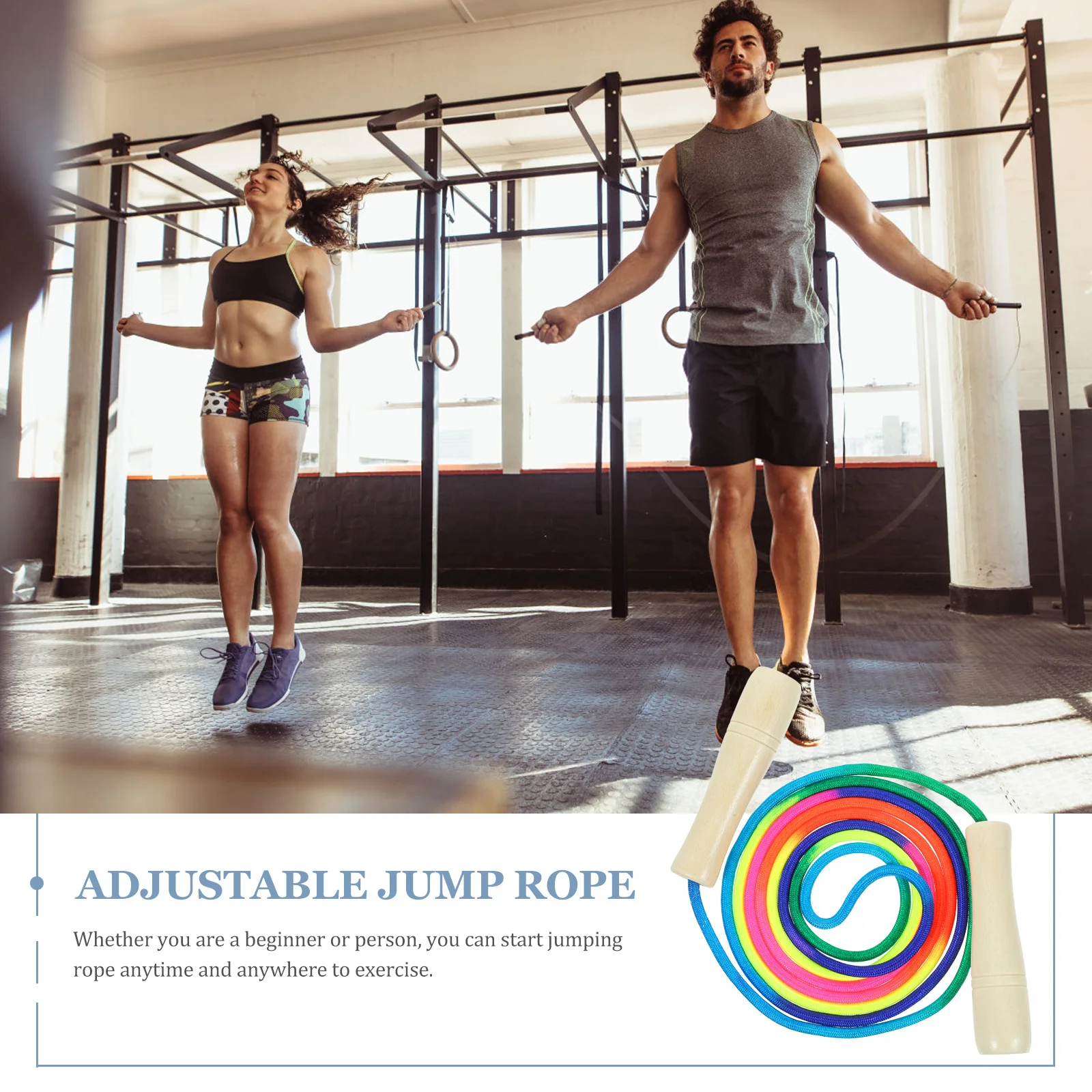 

Exercise Jump Rope Wooden Adjustable Ergonomic Handle Lightweight Portable for Cardio Training Fitness Endurance Physical