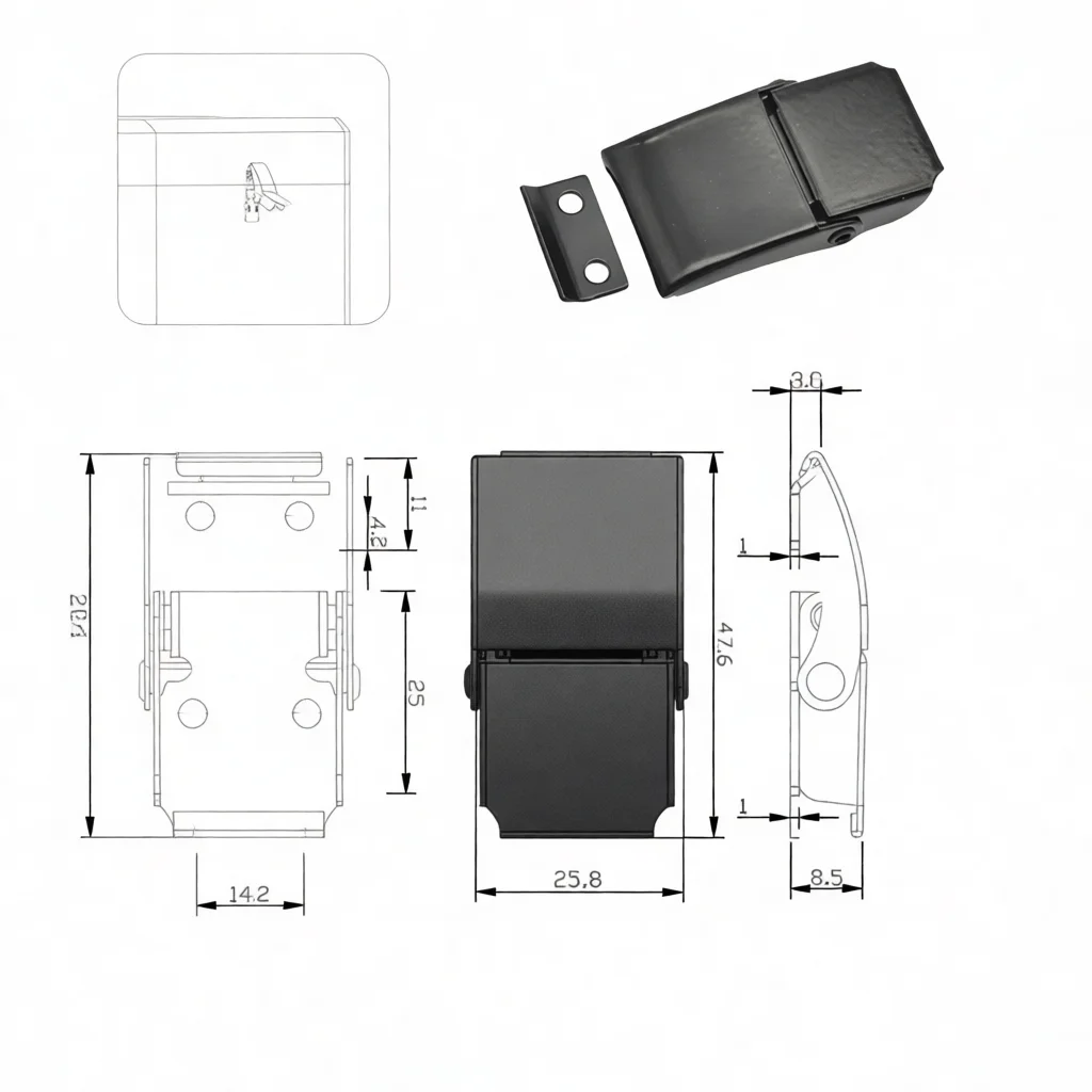 Robust Carbon Steel Toggle Latch Black Plated Draw Catch For Tool Chest Equipment Case Cabinet Closure Hardware