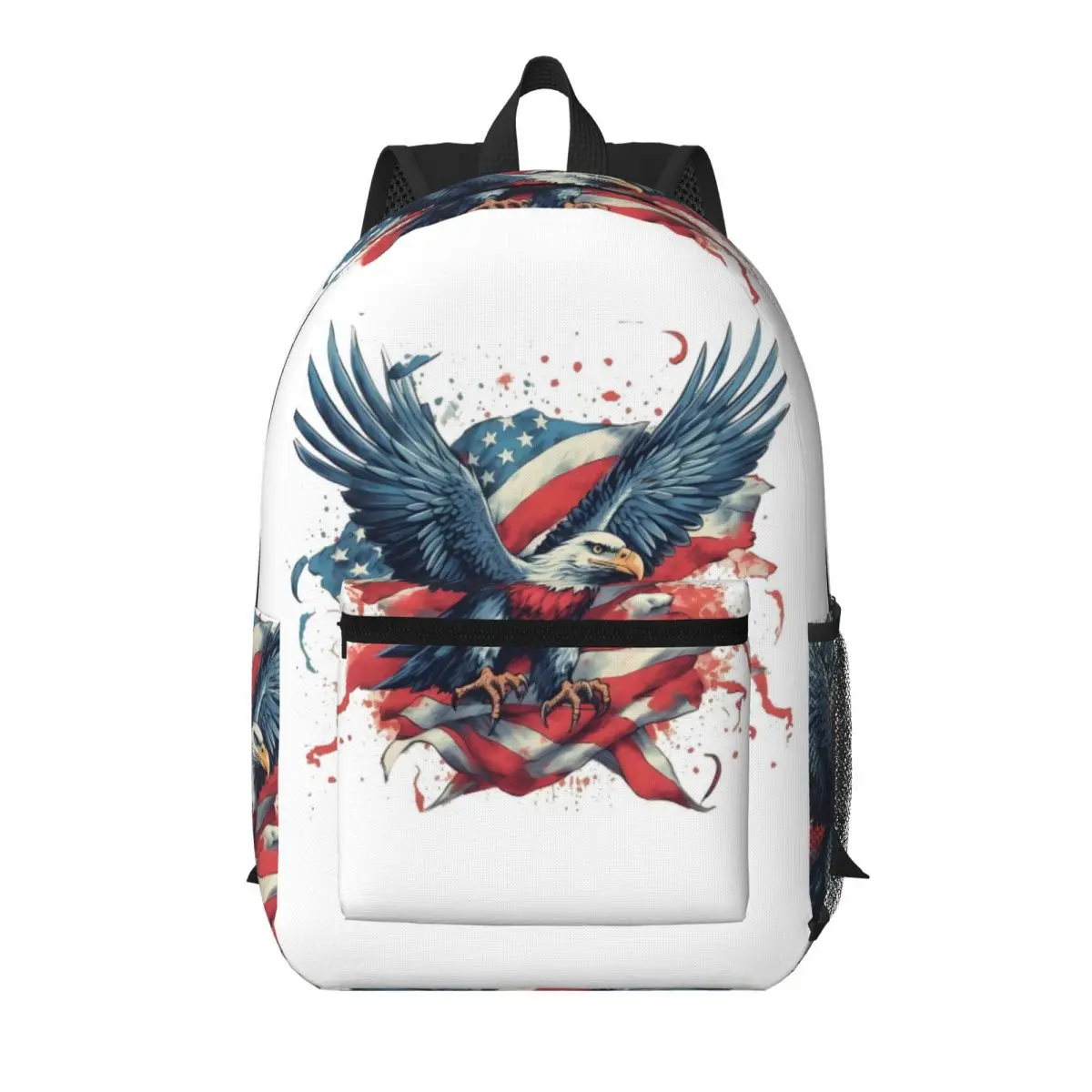 

American Heritage Eagle With US Flag Wings Student Backpack School Bag Hiking Travel Daypack for Men Women Bookbag Shoulder Bags