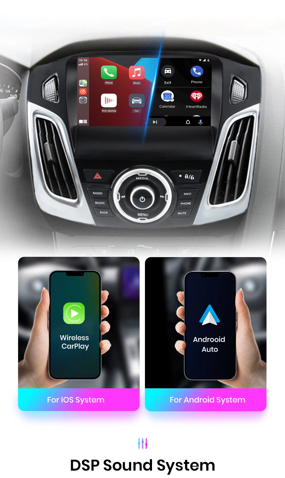 Junsun carplay android auto autoradio für ford focus 3 mk3 2006-2018 gps intelligente systeme stereo multimedia autoradio – Detail 11
