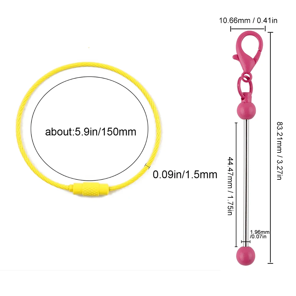 5pcs 15CM Colours Stainless Steel Wire Rope Keychain Chain Connector With Beadable Keychain Bars For Jewelry Making Accessories