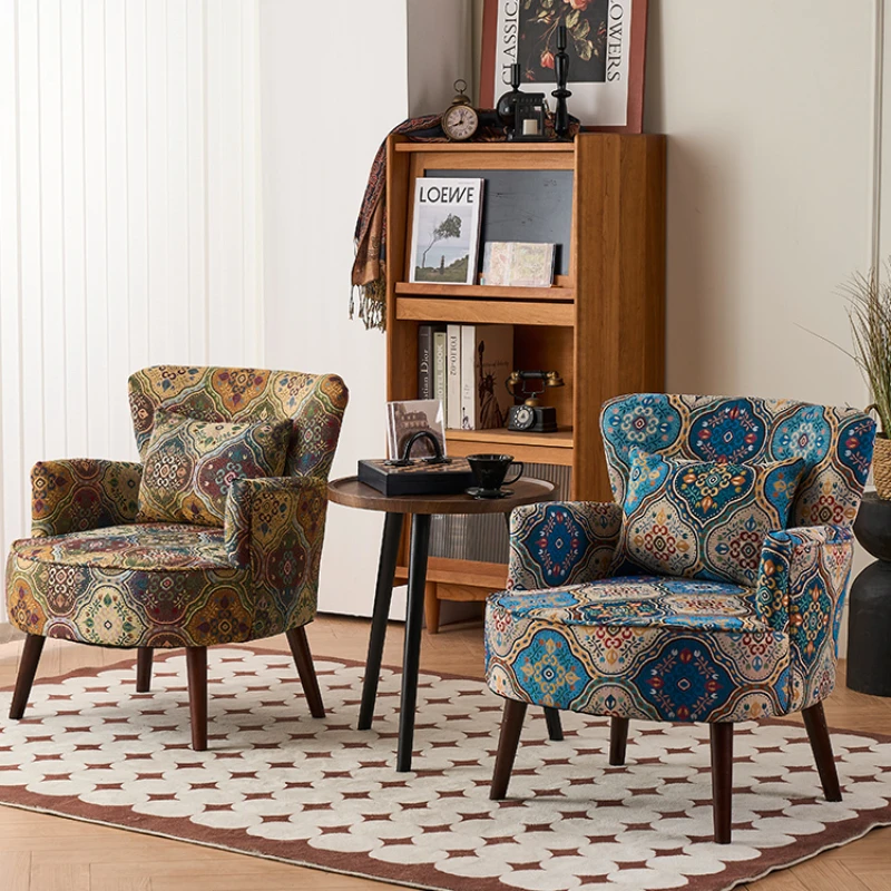

Makeup Retro Living Room Chairs Balcony Minimalist Hotel Accent Bedroom Chair Nordic Luxury Cadeiras Sillas Furniture HD50TY