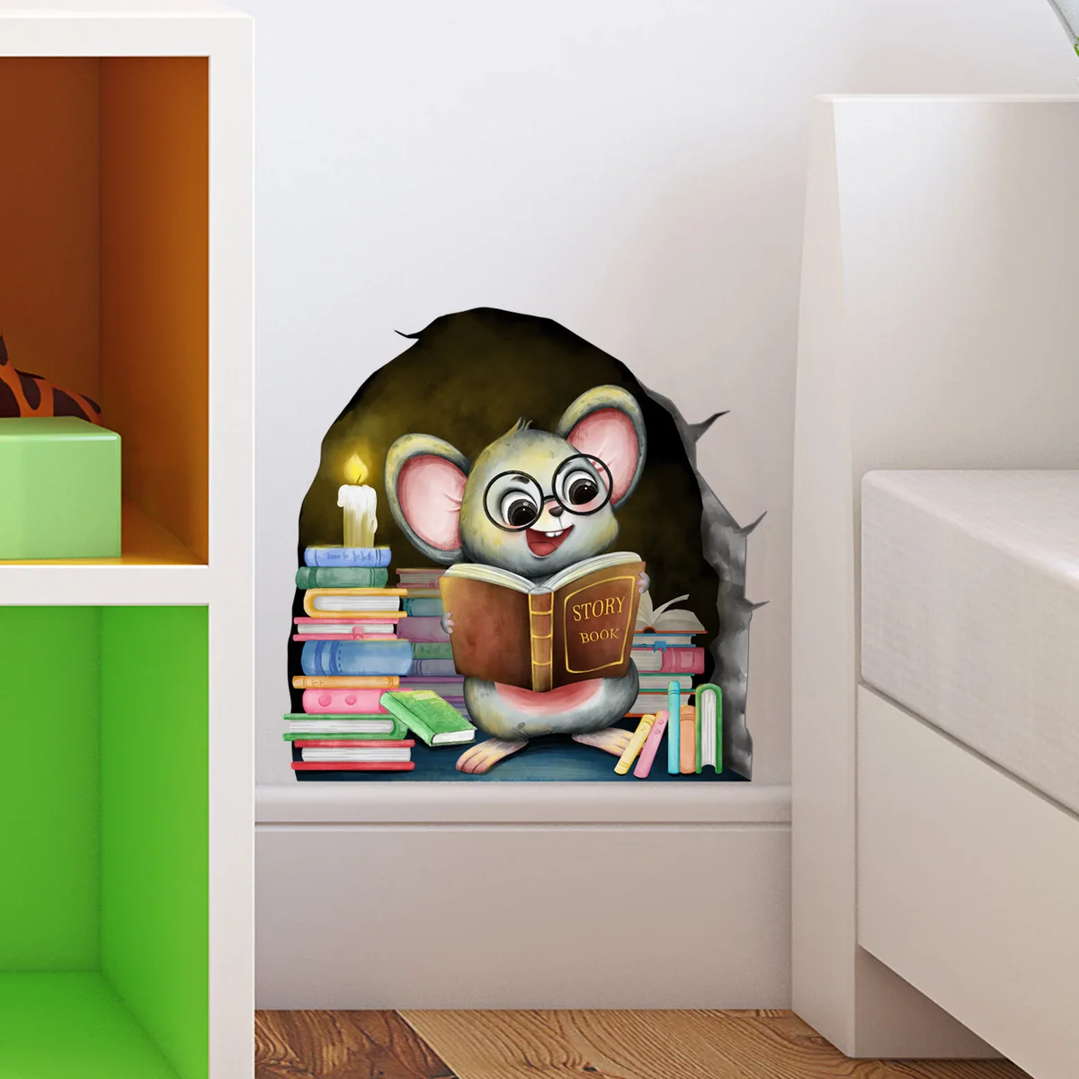 Cute Little Mouse Wall Sticker For Kids Living Room Home Decoration Mural Bedroom Wallpaper Removable Cartoon Funny Rats Decals
