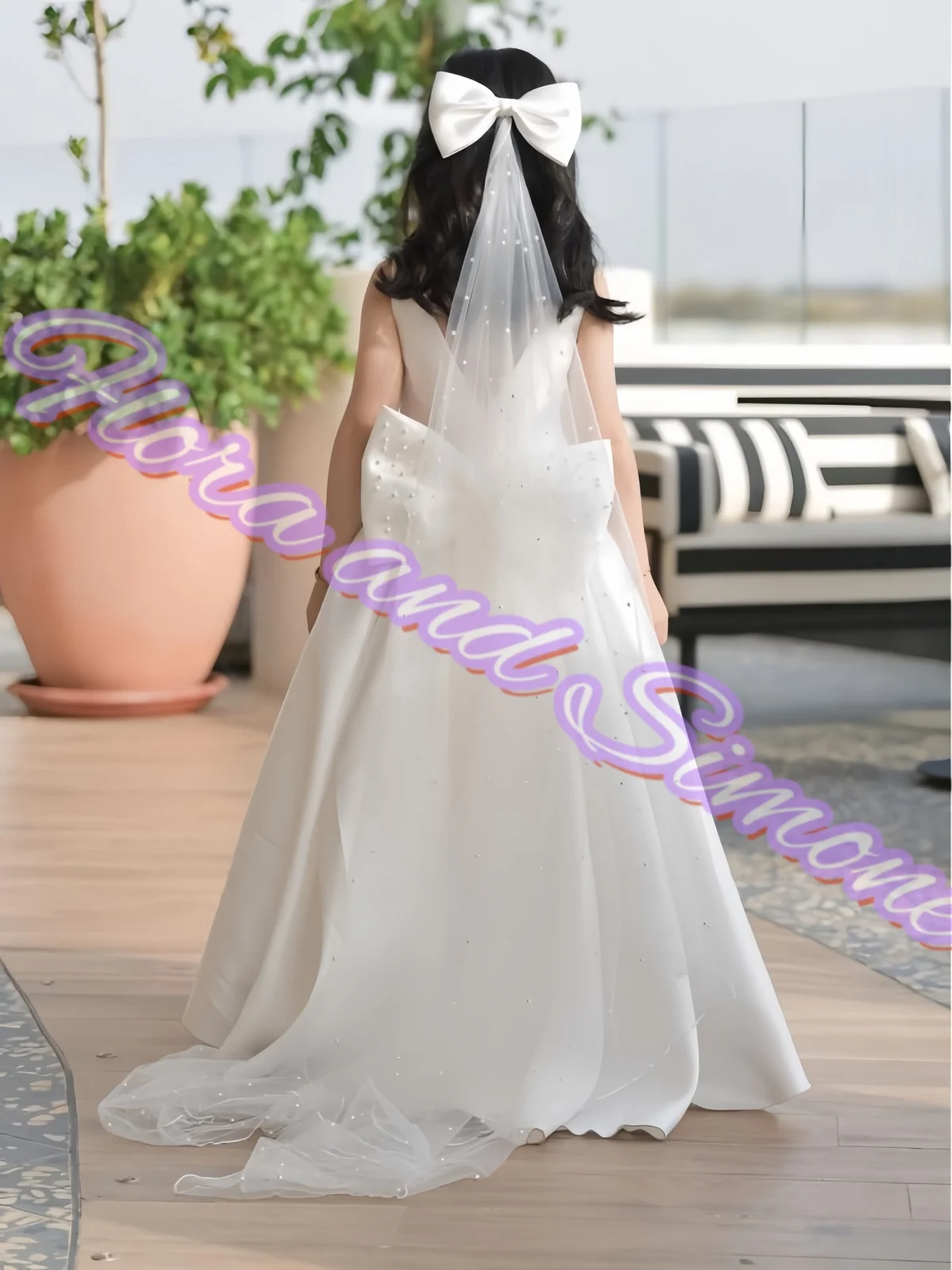 Customized Satin Beading Sleeveless Flower Girl Dress for Wedding Ceremonies Girls Birthday First Communion Dance Performances