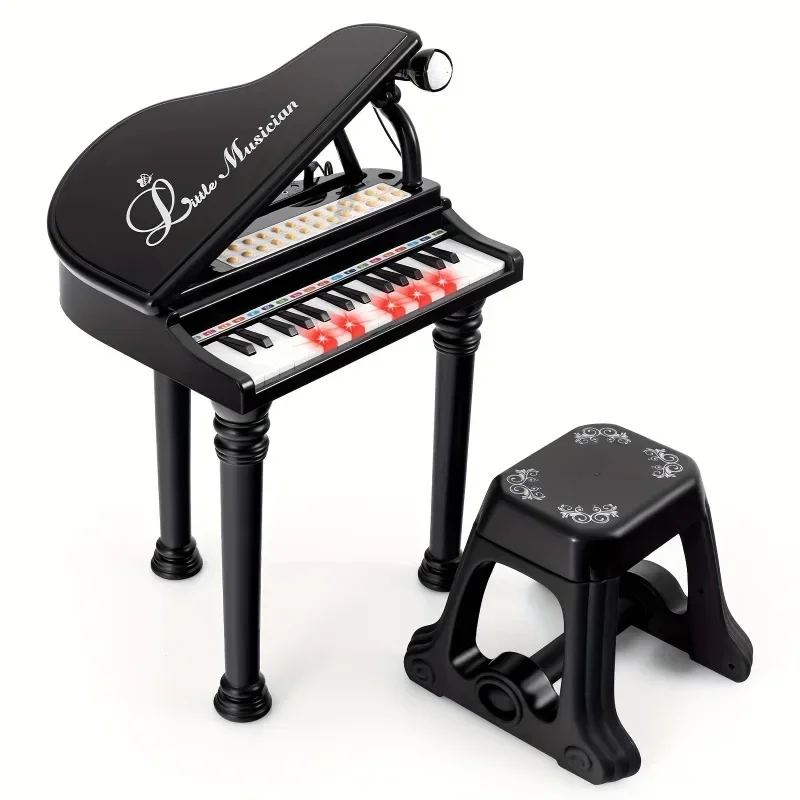 31 Keys Kids Piano Keyboard Toy Children's Instrument with Microphone Electronic Organ Light Music Musical Instrument Stool