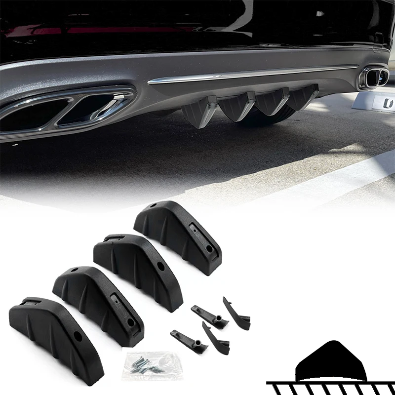 4-teiliger ABS Auto-Heckdiffusor Spoiler Heckstoßstangen-Lippe Diffusor Aufprallschutz Auto-Schutzvorrichtung