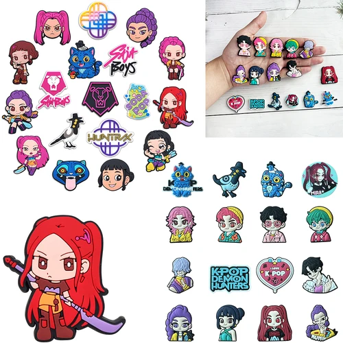 Gran oferta de abalorios para zapatos de dibujos animados de K-POP Demon Hunter, decoración de zapatos DIY de PVC, accesorios para zapatos, hebilla para niños, regalos de Navidad