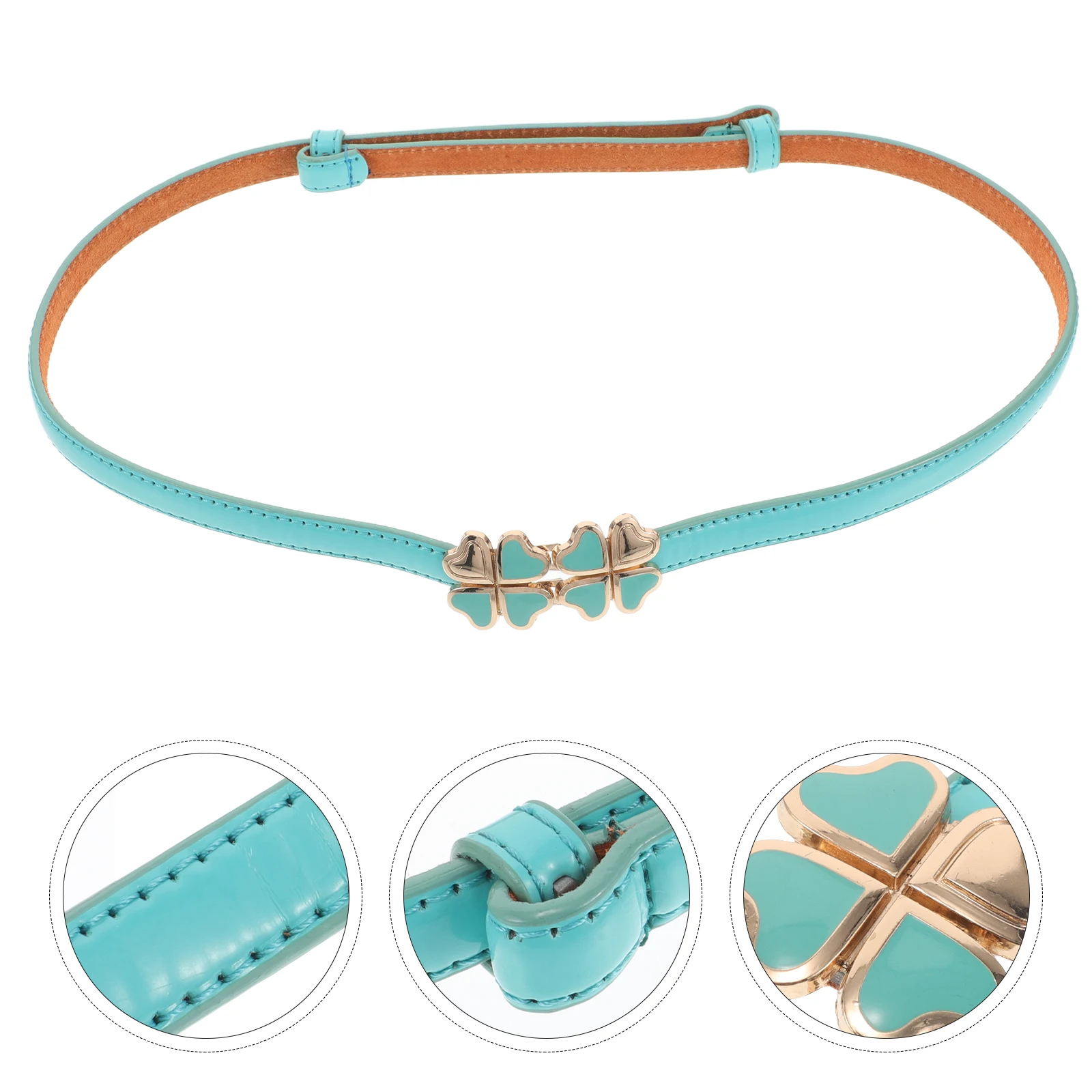 

Jeans Four-leaf Clover Patent Belt Women's Two Layers of Cowhide Clothes