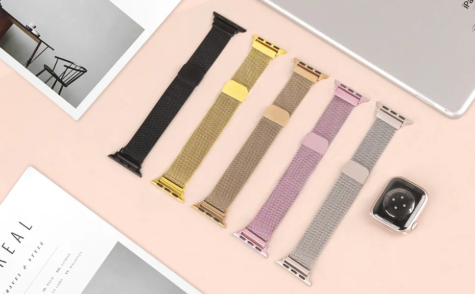 Cinturino per orologio ad anello milanese per apple Watch ultra 2 band 49mm 44mm 40mm 41mm 45 38 46 42mm Bracciale iwatch Series10 9 6 5 SE 7 8 3