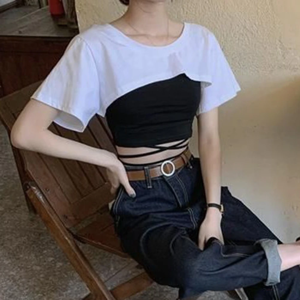 Casual Wear Party Womens T-Shirt Round Neck Tee Fashionable Solid Color Shirt Suggest Weight kg 40-60 Short Sleeves