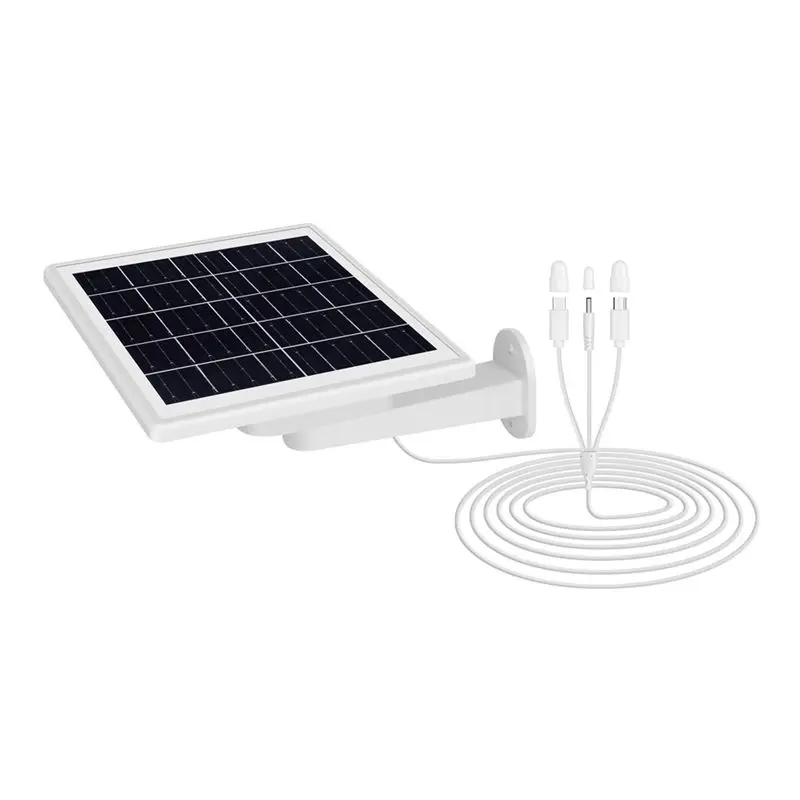 A98Z 8W Solar Panels For Security Camera Built-In Battery With 3-In-1 Cable IP65 Waterproof 360° Adjustable Security Mount