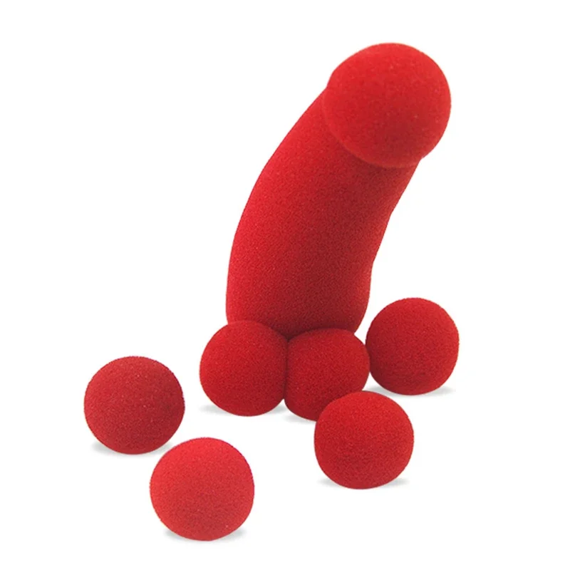 1 Set Small Sponge Brother Magic Tricks 4pcs Red Sponge Balls Funny Gadgets Street Stage Close Up Magic Tricks Magician Joke Pen