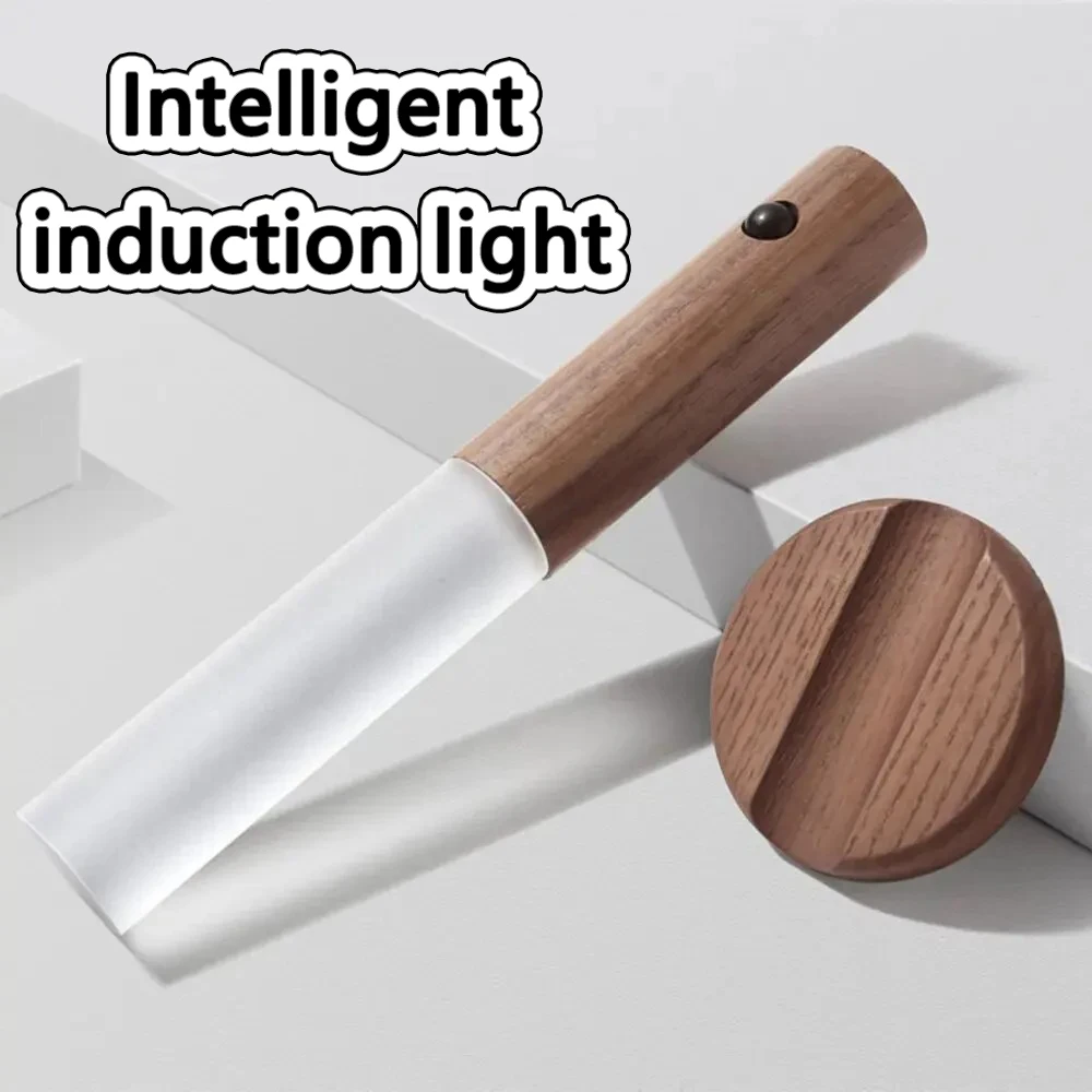 Imitatie Massief Hout Drie Kleuren Led Nachtlampje Bewegingssensor Licht Indoor Magnetische Draagbare Lamp Voor Tafel Trappenhuis Kast