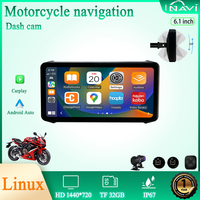 INAVI 6.1 Inch Waterproof LCD Display for Linux Motorcycle Portable Wireless Video Recorder Tire Pressure Monitoring Carplay DVR