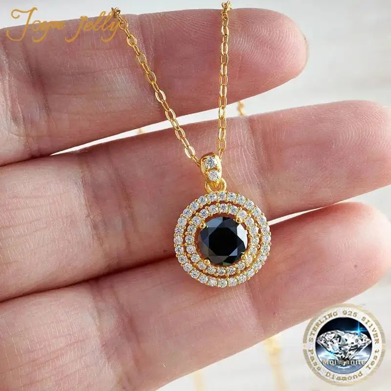JoyceJelly 1ct Moissanite Pendant Necklace Women's 925 Sterling Silver Jewelry Luxury Double Layered Circular Manufactory Price
