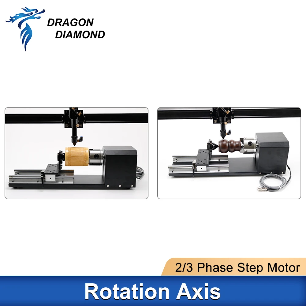 อุปกรณ์เสริมแกะสลักแกนหมุนเลเซอร์ Co2 พร้อมลูกกลิ้ง Stepper Motors สําหรับเครื่องตัดแกะสลักเลเซอร์ไฟเบอร์ทําเครื่องหมาย