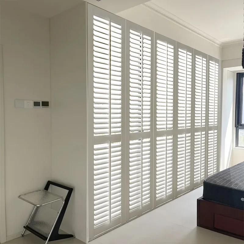 Solid wood shutters breathable doors and windows shutters sliding curtains living room partition bathroom