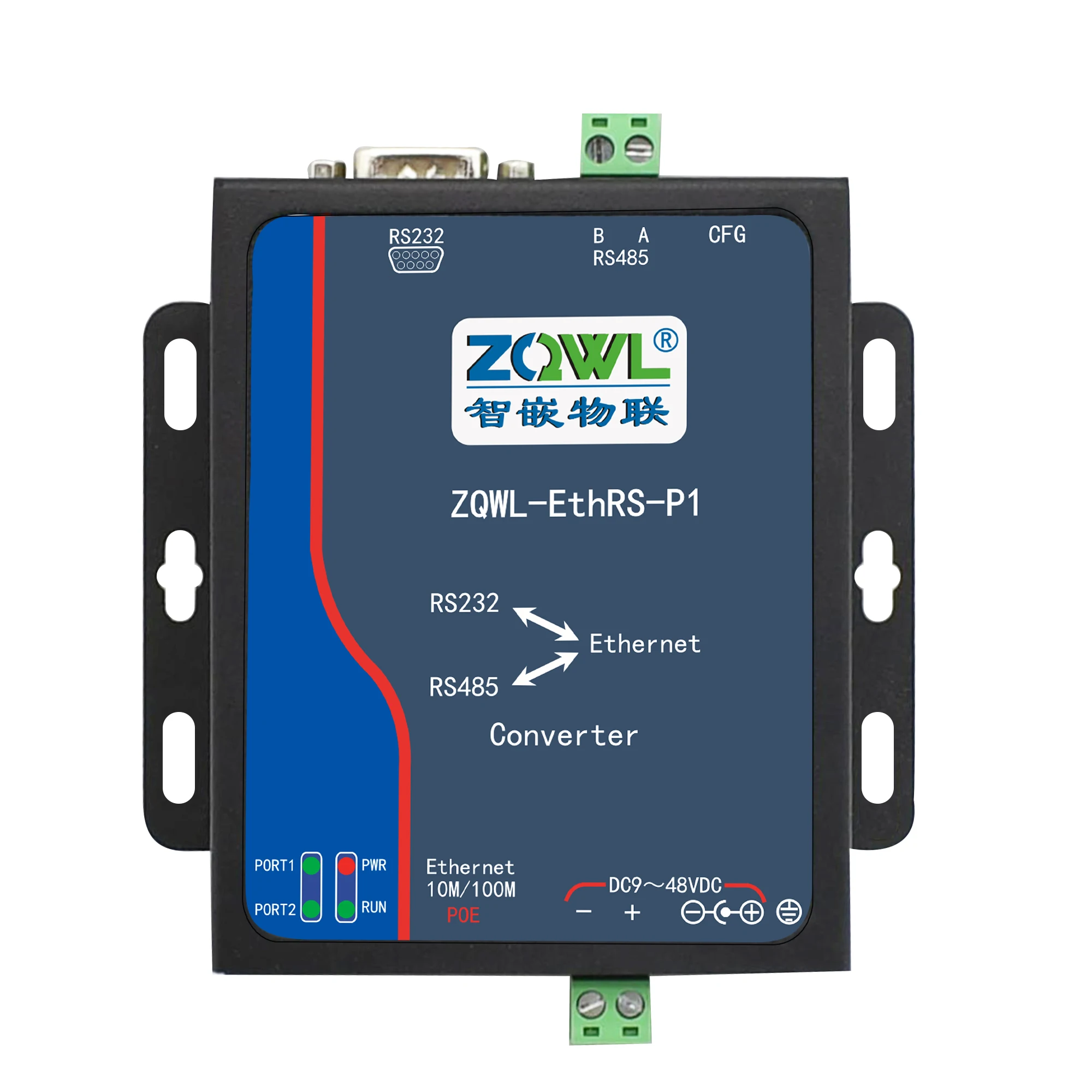1 piece POE Serial Port Server/RS232 RS485 Serial Port to Ethernet Network to Serial Port/Modbus TCP