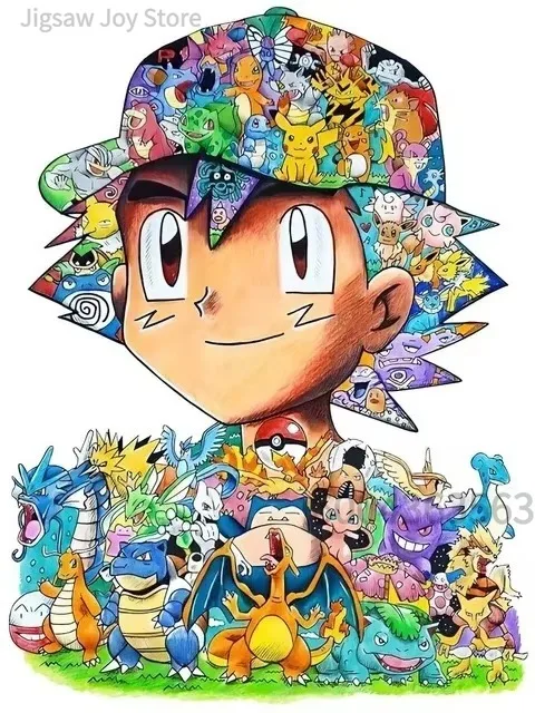Healing Anime Art Pokemon Jigsaw Puzzle Trainer And Ghost Type Under Moonlight Relaxing Hobby Craft Educational Toy