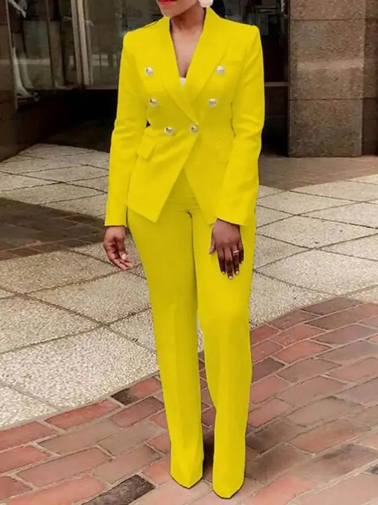 Long Sleeve Two Piece Suit Set with Pants Elegant Professional Look Polyester Material Ideal for Ages 18-25 Spring Season