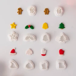10Pcs/set Christmas Mini Clay Earring Cutters Gingerbread Man Socks Hat Sweater Gloves Tree Holly Leaf Shaped Dangle Clay Molds