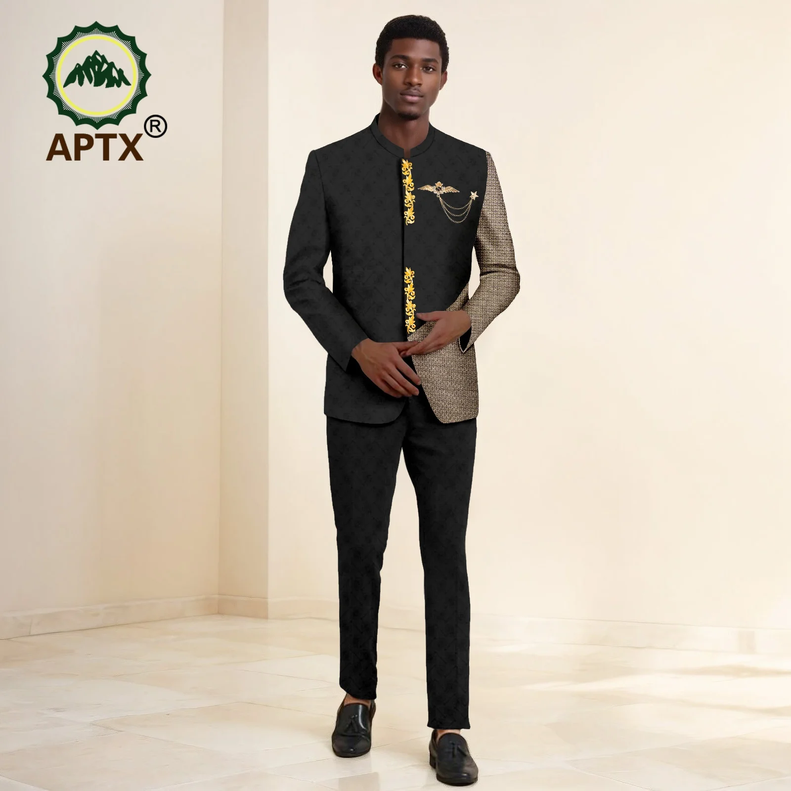 

African Men's Suit Traditional Embroidered 2-piece Suit Business Dress Suit Party Wedding Evening Luxury Men's Suit 2516004
