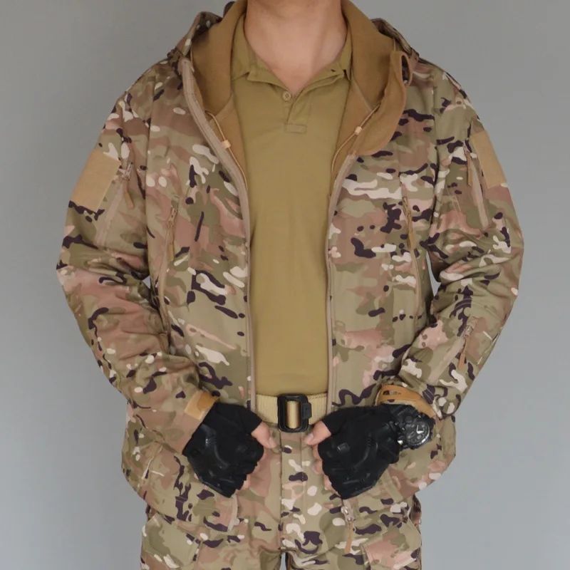 5XL 6XL Winter Fleece Jacket Men Soft Shell Tactical Waterproof Camouflage Coat Clothing Multicam Windbreakers