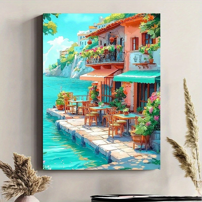 

500/1000/1200/2000PCS Puzzles for Adults Seaside Cafe,Jigsaw Puzzles Brain Challenge Game Gift Home Decor