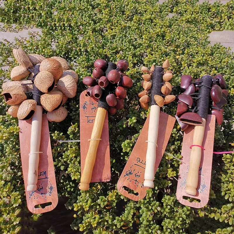 Fruit Shell Hand Bell Yoga Meditation Hand Bells with Handle Sound Healing Wind Chimes Natural Bell Accompaniment Instrument