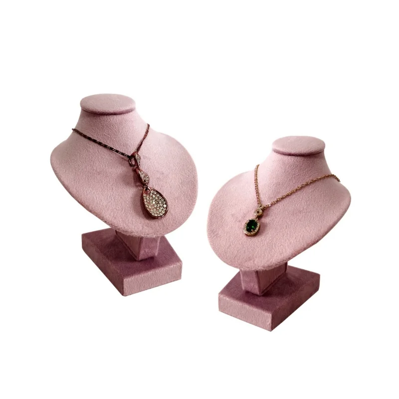 

Mini Pink Velvet Jewelry Display Stand 12cm Necklace Pendant Stand Portrait Neck Model Standing Mannequin for Jewelry Showroom