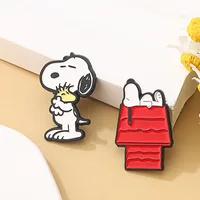 2Pcs/Set Cartoon White Puppy Enamel Brooch Cute Animal Badge Lapel Pin Fashionable Jewelry Accessories Gift For Friends