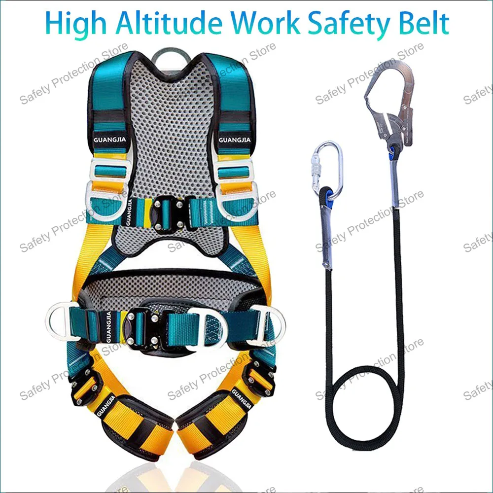 

Full Body High Altitude Work Safety Harness Five-point Safety Belt Safety Rope Outdoor Climbing Construction Protect Equipment