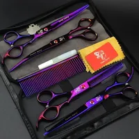 5pcs/Set Stainless Steel Pet Dogs Grooming Scissors Suit Hairdresser Scissors For Dogs Professional Animal Barber Cutting Tools