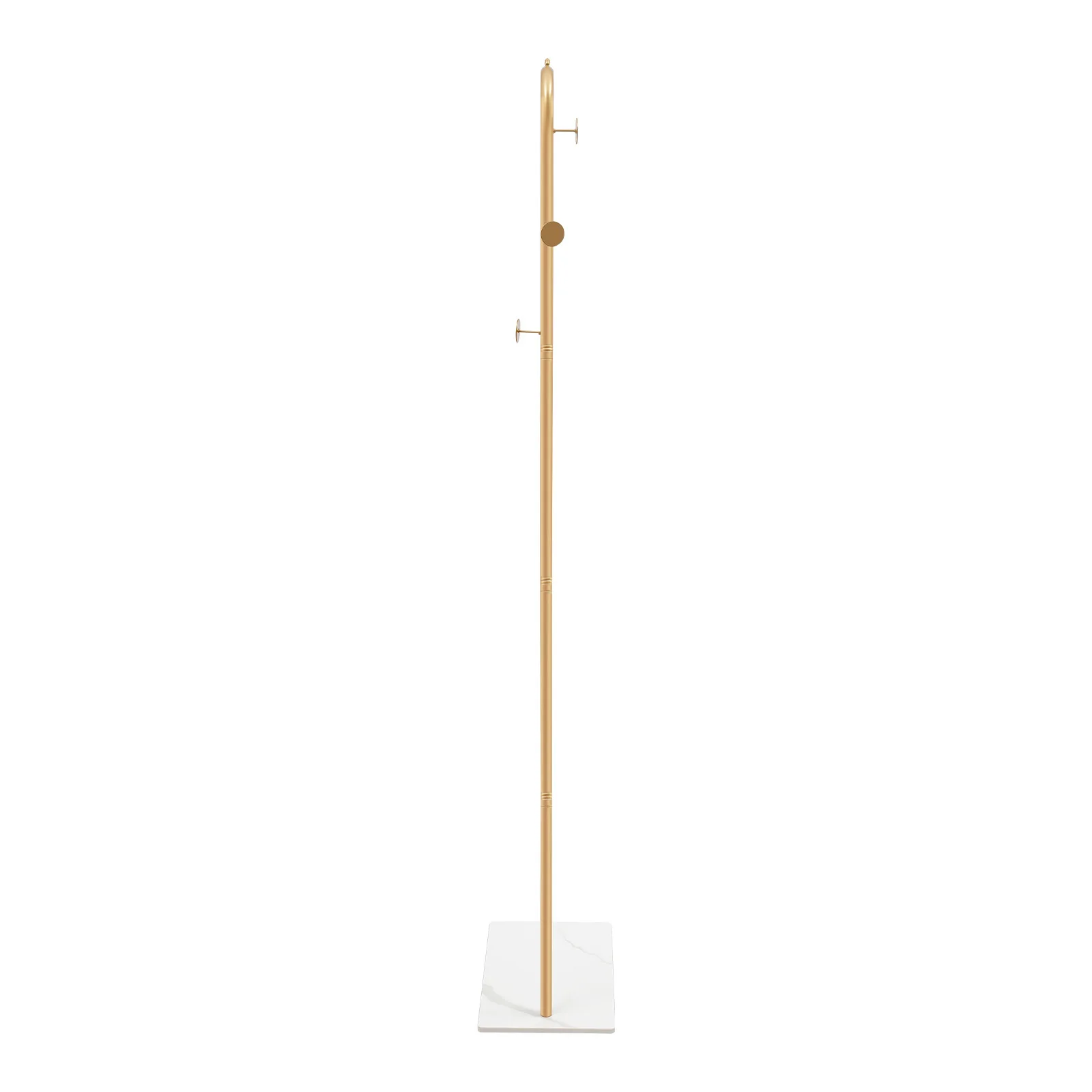 Gold Freestanding Coat Rack 66.9in, 77lbs Load,Gold Coat Rack, 3 Hooks + Top Shelf + Shoe Base, for Hallway, Bedroom, Living Room, Entryway, Foyer, Office, Apartment, Hotel