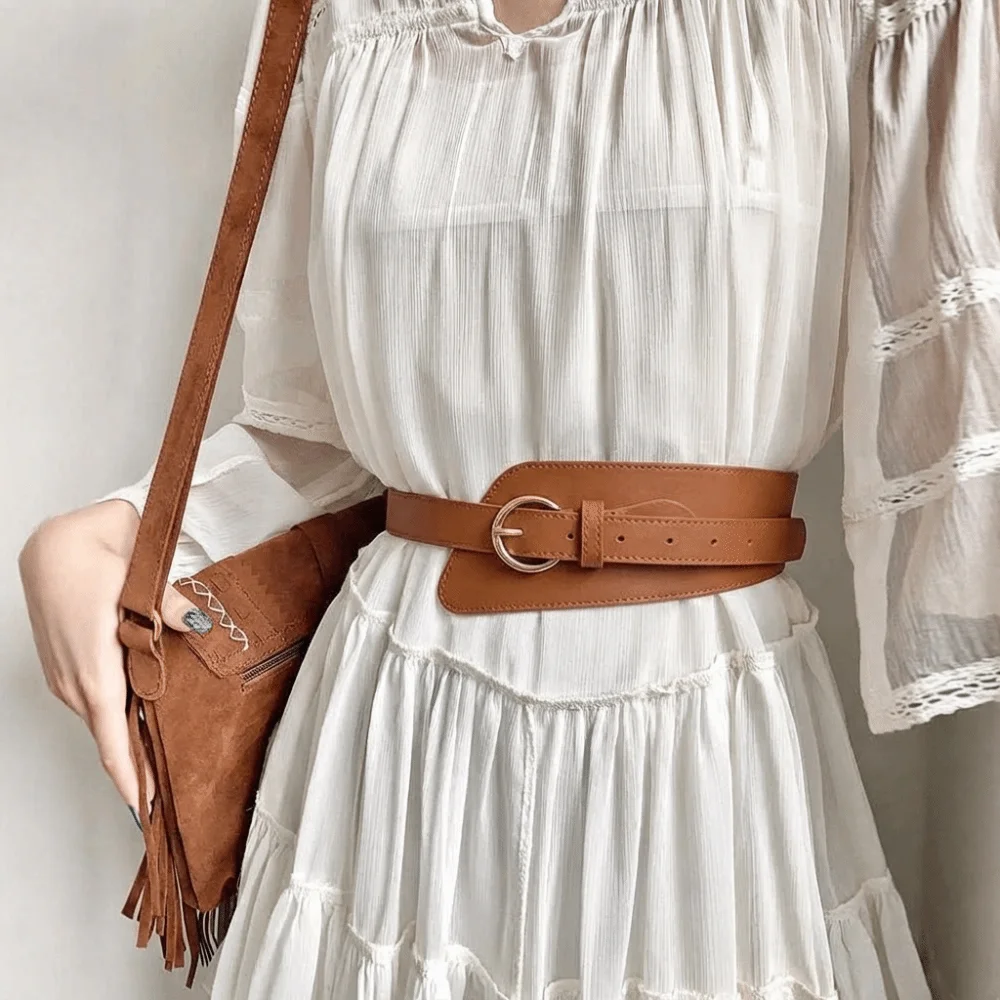 

Wide Corset Waist Belt Elastic Design Retro Waistband Strap External Wear Decorative Waist Bands for Skirts Dress Top Clothes