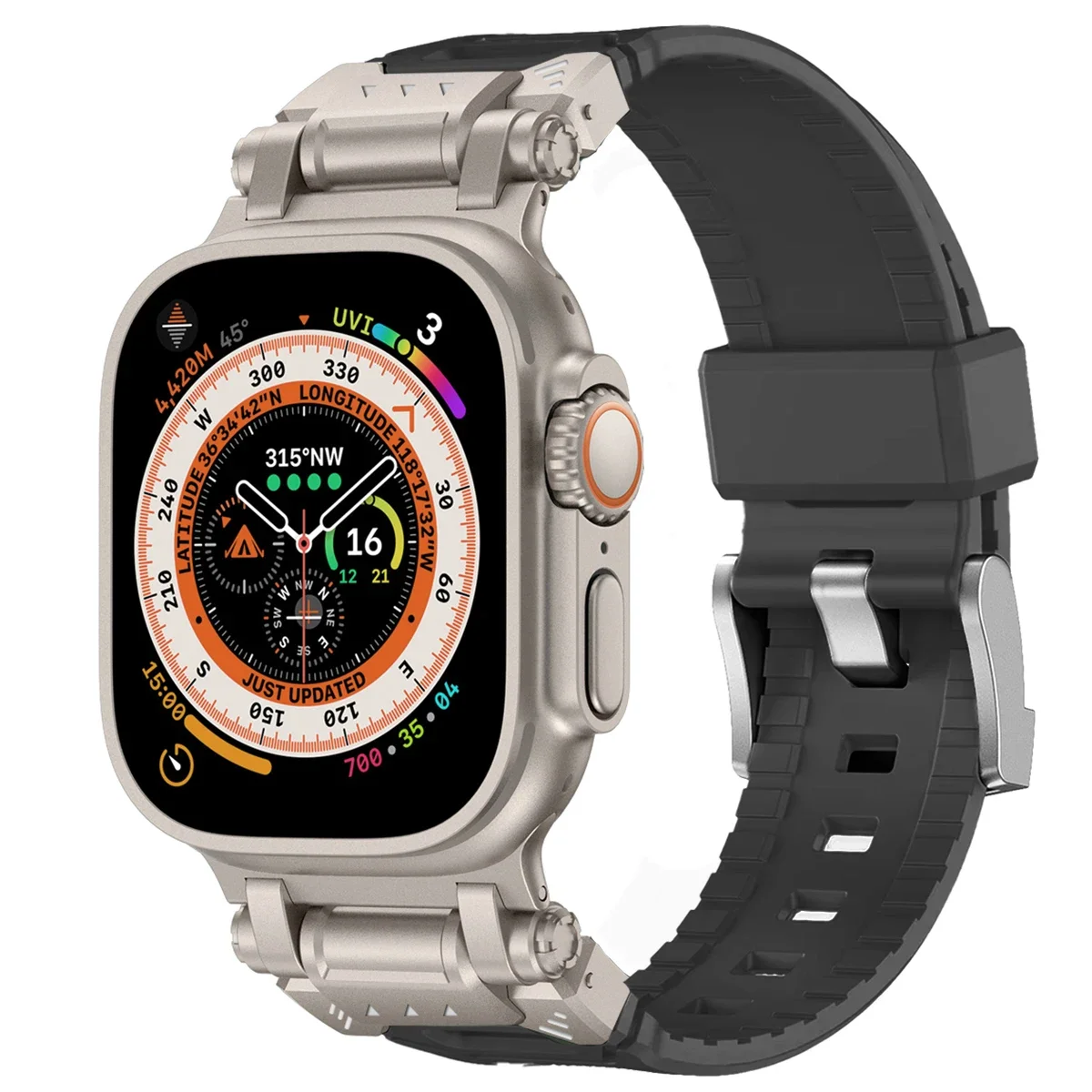 Silicone Metal Strap For Apple Watch Ultra 3 49mm 46 45 44 42mm Soft Rubber Strap For Iwatch Series 11 10 987654 se Men Bracelet