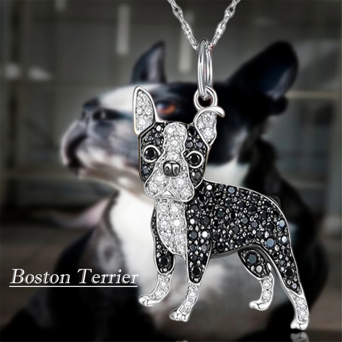 Exquisite and Cute Boston Terrier Pendant Necklace Fashion Women\'s Pet Dog Jewelry Animal Accessories Party Gifts for Dog Lovers