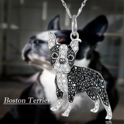 Exquisite and Cute Boston Terrier Pendant Necklace Fashion Women's Pet Dog Jewelry Animal Accessories Party Gifts for Dog Lovers